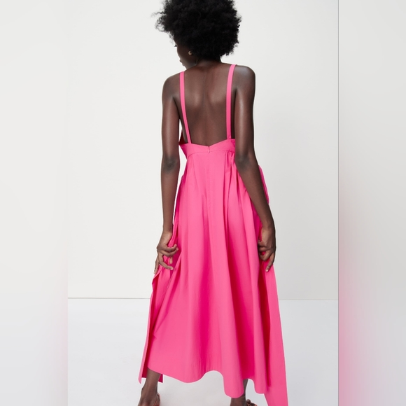 Zara Pink Tied Poplin Dress size small - Picture 4 of 11